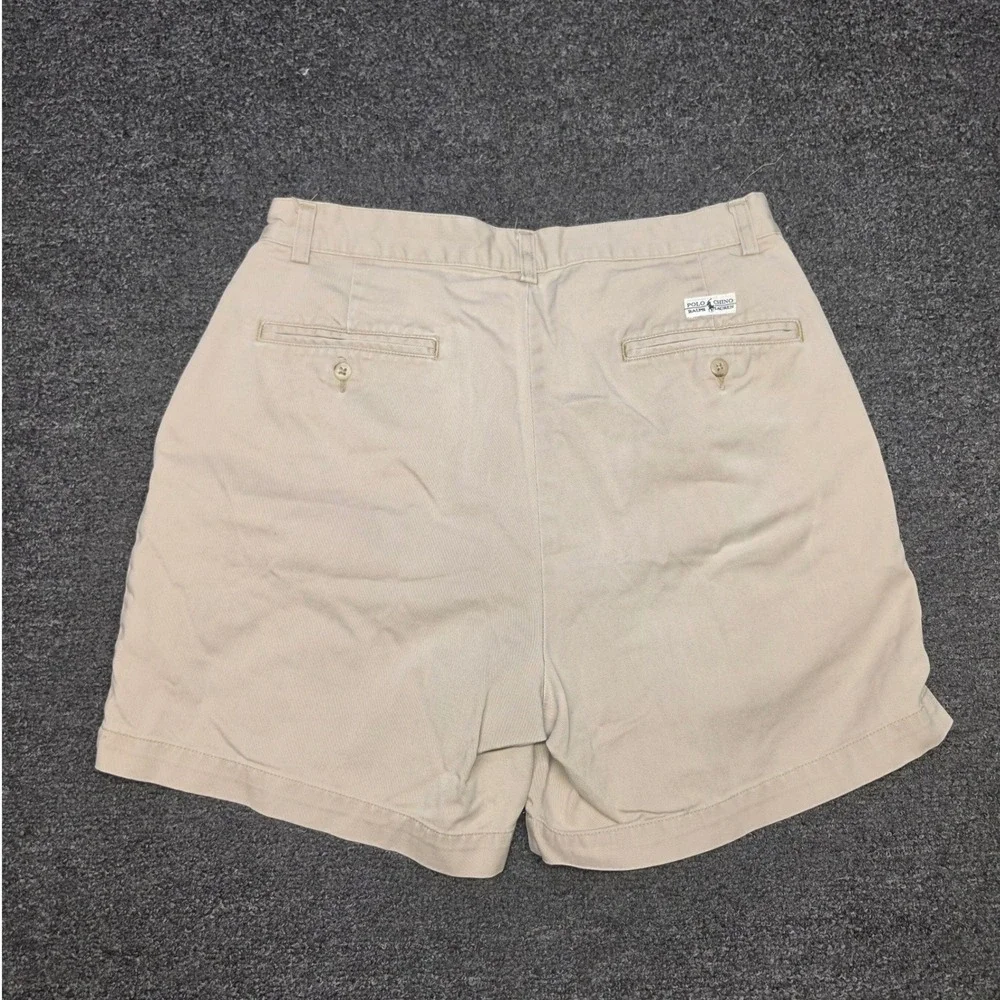 Polo Ralph Lauren Andrew Shorts Khaki Mens 33 Pleated Chino Cotton Tan Preppy